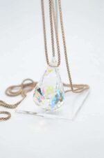 swarovski κολιε ροζ χρυση αλυσιδα