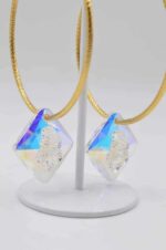 Επιχρυσωμένα σκουλαρίκια κρίκοι με Swarovski