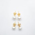 freshwater pearl white earrings gold