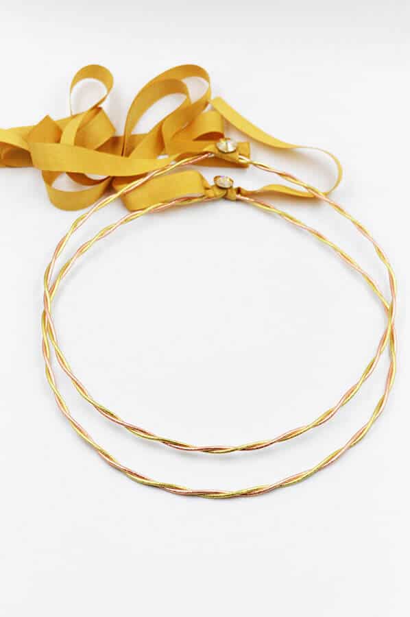 swarovski gold ribbon rose wedding crowns