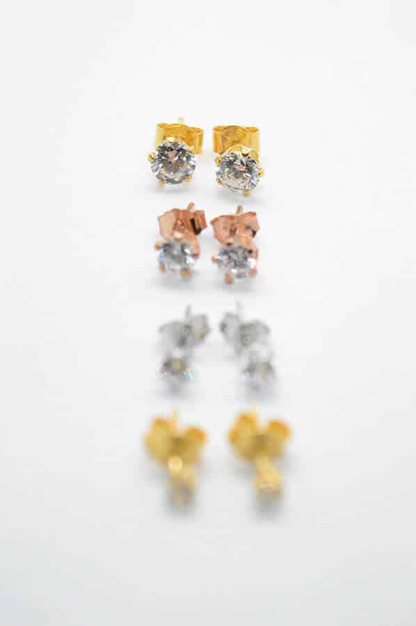 zircon earrings gold rose silver