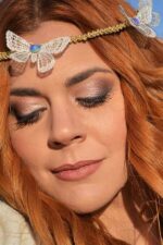 λευκή πεταλούδα στεφανάκι μαλλιά swarovski