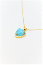Gold plated silver necklace with mineral stone "Turquoise" - Image 3