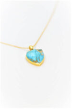 Gold plated silver necklace with mineral stone "Turquoise" - Image 2