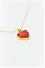 Gold plated silver necklace with mineral stone "Red ruby" - Image 3