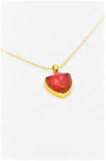 Gold plated silver necklace with mineral stone "Red ruby" - Image 2