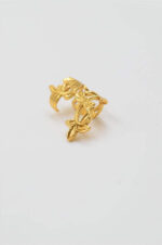 Set of gold plated floral cuffs earrings