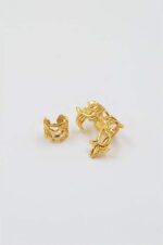 Set of gold plated floral cuffs earrings - Image 2