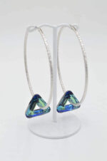 Ασημένια σκουλαρίκια με τριγωνικά Swarovski