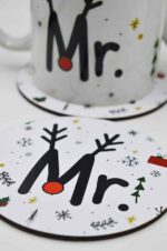 Wooden Christmas coasters "Mrs. & Mr." (6pcs) - Image 3