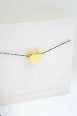 Gold plated heart necklace with black chain - Image 4