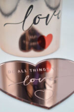 "Do all things with Love" σουβέρ/διακοσμητικό ροζ χρυσό plexiglass