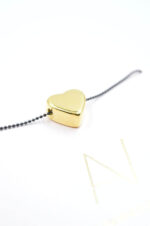 Gold plated heart necklace with black chain - Image 2