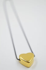 Gold plated heart necklace with black chain