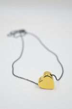 Gold plated heart necklace with black chain - Image 3