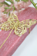 Easter pink candle with Swarovski & plexiglass butterflies - Image 5