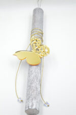 Silver candle with gold plexiglass butterfly - Image 5
