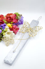 Easter silver candle with gold plexiglass butterfly - Image 2