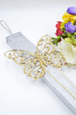 Easter silver candle with gold plexiglass butterfly - Image 5