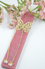 Easter pink candle with Swarovski & plexiglass butterflies - Image 2