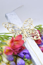 Easter silver candle with gold plexiglass butterfly - Image 3