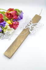 Easter gold candle with silver plexiglass butterfly - Image 4