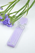 Μωβ λαμπάδα με πεταλούδες Swarovski & plexiglass - Image 2