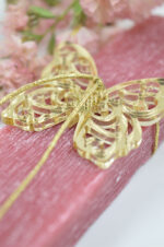 Easter pink candle with Swarovski & plexiglass butterflies - Image 4