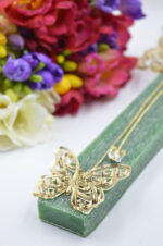 Easter green candle with gold plexiglass butterfly - Image 4