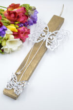 Easter gold candle with silver plexiglass butterfly