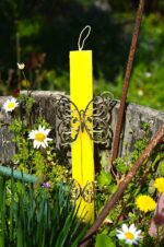 Easter candle with gold plexiglass butterfly