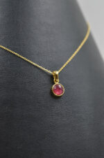 Gold plated silver 925° necklace with mineral stone "Red ruby" - Image 3