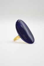 Gold plated silver 925° ring with blue enamel
