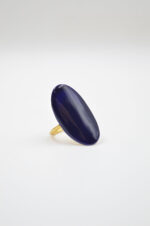 Gold plated silver 925° ring with blue enamel - Image 2