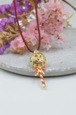 Lollipop necklace with enamel and zircons - Image 3