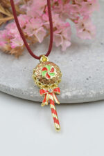 Lollipop necklace with enamel and zircons