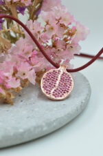 Pomegranate necklace with pink zircons rose gold