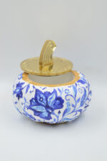 Pumpkin vase made of porcelain with blue flower and gold plexiglass - Image 3