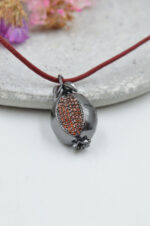 Black pomegranate necklace with orange zircons