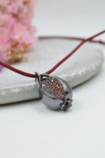 Black pomegranate necklace with orange zircons - Image 2