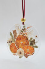 Printed plexiglass Christmas ornament with oranges