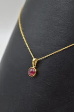 Gold plated silver 925° necklace with mineral stone "Red ruby" - Image 4