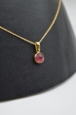 Gold plated silver 925° necklace with mineral stone "Red ruby"