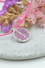 Pomegranate necklace silver plated with pink zircons