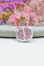 Pomegranate necklace silver plated with pink zircons - Image 3
