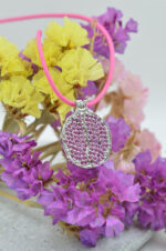 Pomegranate necklace silver plated with pink zircons - Image 2