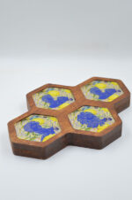 Decorative brown wooden hive with Ancient Greeks with plexiglass and gold leaf - Image 2