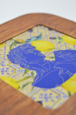 Brown wooden decorative/coaster with Ancient Greek with plexiglass and gold leaf - Image 3