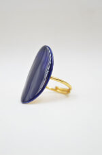 Gold plated silver 925° ring with blue enamel - Image 3
