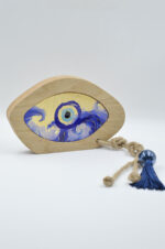 Tabletop decorative wooden eye with plexiglass and gold leaf - Image 2